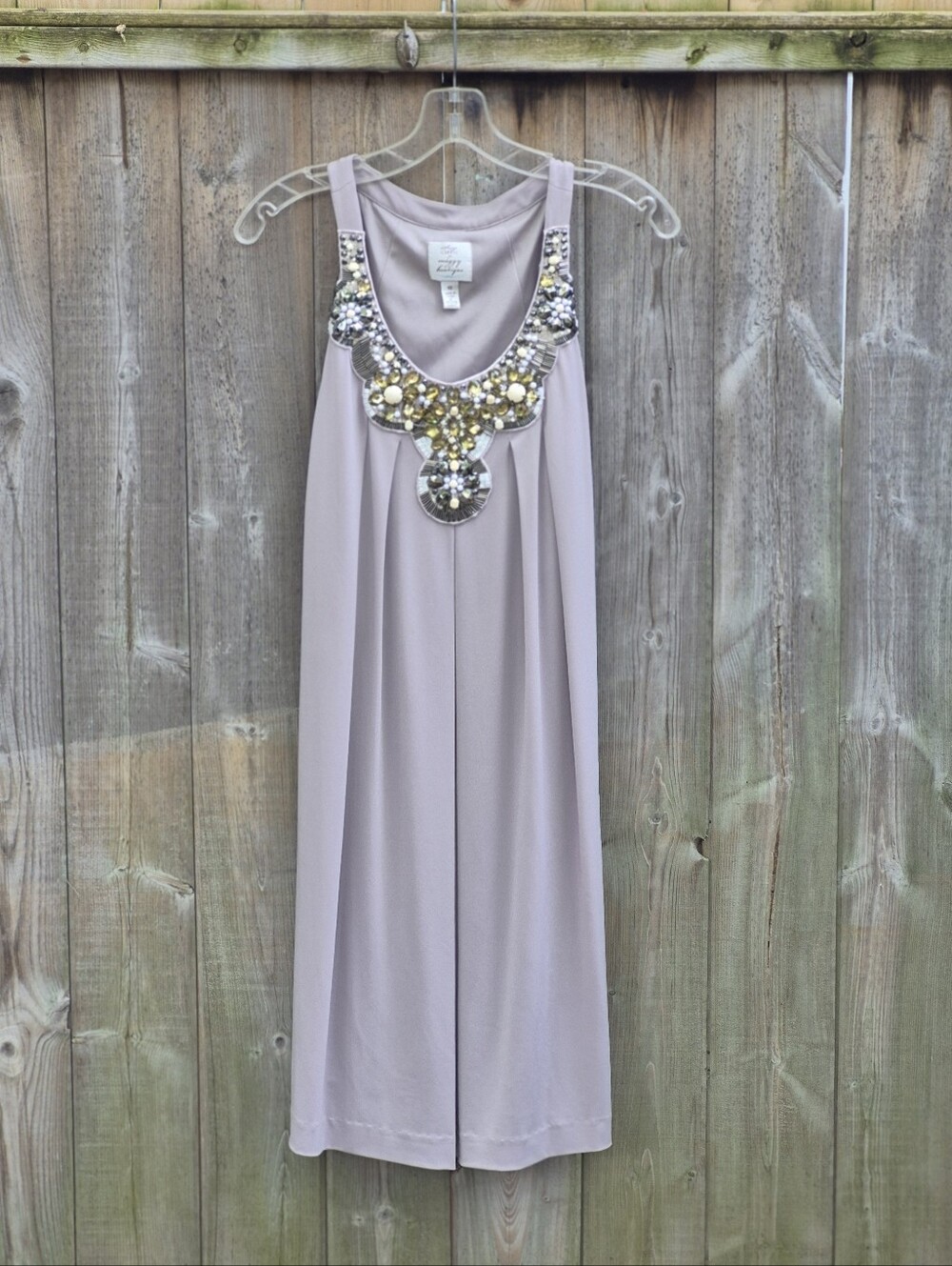 Embellished Neckline Sleeveless Mauve Shift Dress Size 10